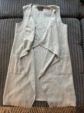 Opus (German brand) Light Gray Sleeveless Draped Cardigan Vest wool blend